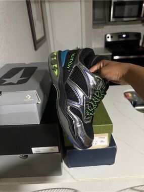 Louis Vuitton Men’s Black and Neon Green Runner Sneakers